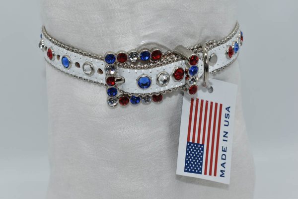 BB Simon Swarovski Crystal Leather Rhinestone Dog Collar - DC America