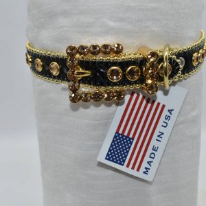 BB Simon Swarovski Crystal Leather Rhinestone Dog Collars - DC Black